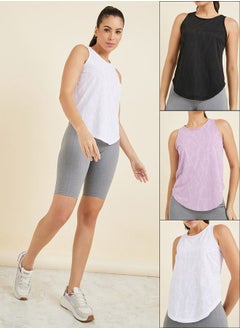 Buy Pack of 3 - Jacquard Racerback Tank in Saudi Arabia