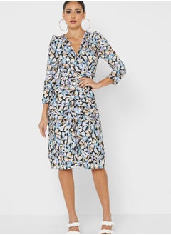 Buy Ruched Detail Printed Dress in Saudi Arabia