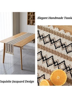 Buy Burlap Splicing Table Runners Boho Runner With Tassels Handmade Woven Fabric Decorative For Kitchen Dining Restaurant Hotel Wedding Cafe Party 30 X 180 Cm in UAE