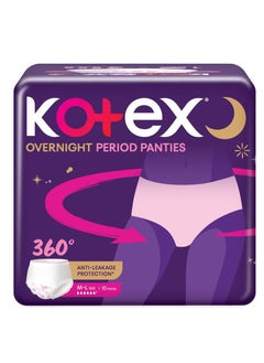 Buy Kotex Overnight Period Panties (Medium/Large size, pack of 10 panties) for heavy flow period protection | with 360 degree anti-leakage design & airy-soft fabric | 1 panty = 3 regular pads in UAE