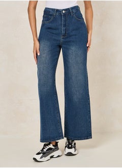 Buy Basic High Rise Wide Leg Jeans in Saudi Arabia