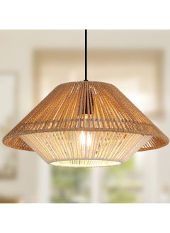 Buy Hand Woven Bamboo Pendant Light Vintage Farmhouse Rattan Pendant Lighting Fixture Mini Retro Boho Wicker Pendant Light for Kitchen Island, Bedroom, Dining Room, Hallway, Living Room in UAE