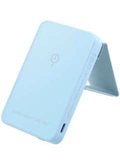 Buy Q.Mag Power 9 5000mAh Magnetic Wireless Battery Pack With Stand Compatible With Magsafe - Blue in UAE