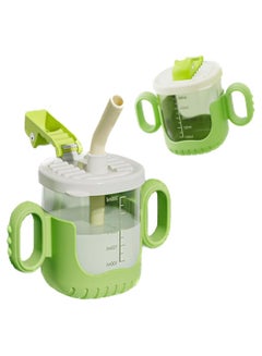 Buy Toddler Straw Cup Microwave Heatable with Scale 300ML Training Toddler Water Cup Straw Cup with Straw and Handle with Spill Proof Silicone Drinking Hole Leak Proof and BPA Free Green in Saudi Arabia