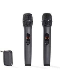 Buy Wireless Microphone, UHF Cordless Dual Handheld Dynamic Mic Set with Rechargeable Receiver, for Karaoke Party, Voice Amplifier,Singing Machine, Church, Wedding, Meeting in UAE