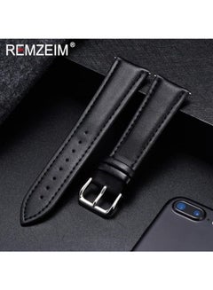 Buy Strap 22mm Compatible with Samsung Galaxy 46mm/Huawei Watch GT3 Watch Bands, 22mm Genuine Leather Replacement Buckle Strap (Black) in Egypt