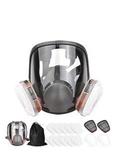 اشتري Reusable Full Face Respirator Full Face Cover 16 in 1 Gas Cover Organic Vapor Respirator Wide Field of View for Painting Machine Polishing Welding and Other Work Protection في السعودية