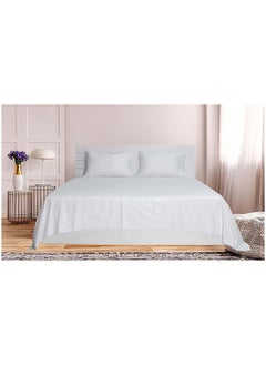 Buy HOTEL COLLECTION WHITE Double Flat Sheet with 2 Pillow Cases 220x240 cm in UAE