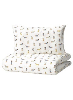 Buy Duvet Cover 1 Pillowcase For Cot Puppy Pattern And Multicolour 110X125 And 35X55 Cm in Saudi Arabia