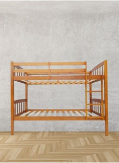 Buy Karnak Heavy Duty Wooden Bunk Bed With Ladder for Kids, Teens, Guest Room Furniture, Solid Wooden Bedframe, Full-Length Guardrail Color Oak in UAE