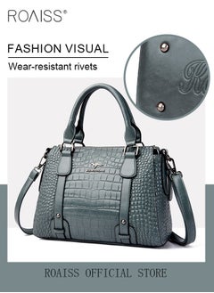 Buy Leather Women Shoulder Bag Women's Handbag Elegant Patent Leather Bag Waterproof Handbag Shoulder Bag Fashion Crocodile Pattern Women Large Capacity Bag in UAE