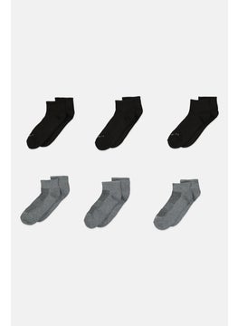 اشتري Men 6 Pair Brand Logo Socks, Black/Grey في الامارات