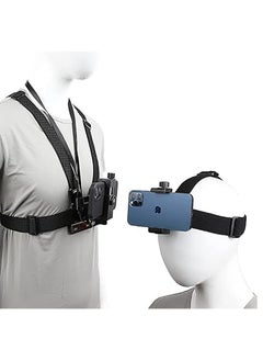 اشتري Mobile Phone Chest Strap Harness Mount Head Strap Holder Kit Works with all phone clips compatible with iPhone, Samsung, GoPro Hero 9, 8,7, 6,5,4, 3,2,1, AKASO, DJI Osmo and POV/VLOG. في السعودية