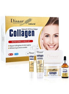 Buy Natural 100% Collagen Anti Aging Whitening Brightening 5 Pieces Repair Skin Care Set in UAE