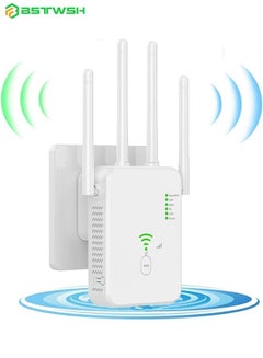 Buy WiFi Extender, 1200Mbps Wi-Fi Signal Booster Amplifier for Home Cover Up to 8500sq.ft WiFi 2.4&5GHz Dual Band Wireless Repeater, 4 Antennas 360° WiFi Amplifier, WiFi Range Extender with Ethernet in Saudi Arabia