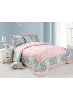 Buy Soft Bed Comforter Set Summer Quilt Lightweight Microfiber Bedspread Floral Pattern Coverlet for All Seasons Twin Quilt Set Single Bedding 4pcs in Saudi Arabia