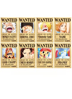 Buy 8-Piece One Piece Anime Poster Wall Sticker in Saudi Arabia