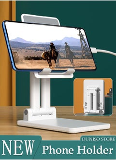 Buy Cell Phone Stand, Adjustable Angle Height Phone Holder for Desk, Fully Foldable Portable Phone Holder, Compatible for iPhone 14/13/12/Smartphones in Saudi Arabia