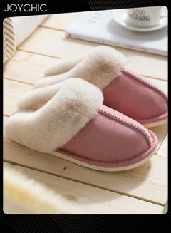 Buy Women Winter Flat Bedroom Slippers Memory Foam Slippers Fluffy Slippers Warm Soft House Slippers for Women Non-Slip Indoor Outdoor Pink in Saudi Arabia