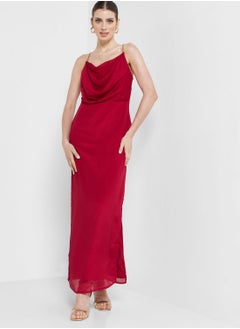 Buy Strappy Cowl Neck Side Slit Dress in UAE