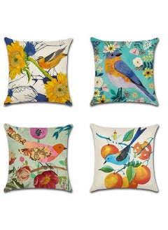 Buy Pillowcase Cushion Cover Square, 4pcs Flower Bird Fruit Tropical Waterproof Pillowcase for Outdoor Living Room Patio Garden Sofa Farmhouse Decor Bed Linen Accessories(Set of 4, 18 x 18 in) in Saudi Arabia