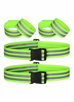 اشتري 6 Pieces High Visibility Reflective Belt Army PT Belt Reflective Running Gear for Men and Women for Night Running Cycling Walking Military Safety Reflector Strips Green في الامارات