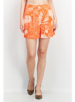 Buy Women Allover Print Basic Short, Orange Combo in UAE