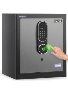 اشتري Safe Box Biometric Fingerprint, Digital Touch Lock and Key, Large Capacity, Suitable for Home Office Business (RB-MGF45, 45x38x32cm) Grey/Black في الامارات