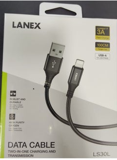 Buy LANEX iPhone cable, 1 meter, 3A fabric, model LS30L 1M in Saudi Arabia