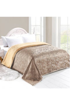 Buy Double-sided blanket, soft velvet and warm fur, elegant design, size 240x200 cm in Saudi Arabia