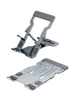 Buy Universal Phone Folding Stand, Aluminum Desktop Stand with Adjustable View Angle, Compatible with All Phones, Switch, Tablets (Grey) in UAE