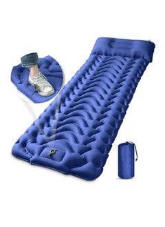 Buy Camping Sleeping Pad, Extra Thickness 3.9 Inch Inflatable Sleeping Mat with Pillow Built-in Pump, Compact Ultralight Waterproof Camping Air Mattress for Backpacking, Hiking, Tent (Blue) in UAE