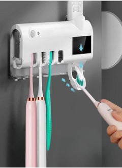 Buy Smart Toothbrush Holder and Toothpaste Dispenser with LED UV Light Sterilization Function in UAE