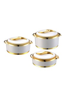 Buy Perfectly Designed Food Container Set, 3 Pieces, White/Gold in Saudi Arabia