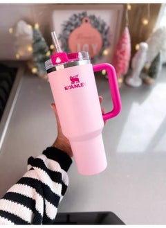 Buy Stanley H2.0 Flowstate Quencher Tumbler 40oz (Flamingo PINK) Vacuum Insulated Stainless Steel for Hot & Cold Beverages - Perfect for Travel, Coffee & Outdoor Activities in UAE