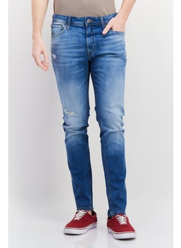 اشتري Men Skinny Fit Washed Stretchable Denim, Blue في الامارات