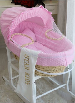 اشتري Baby Moses Basket Cradle With Rocking Stand, Pink في السعودية