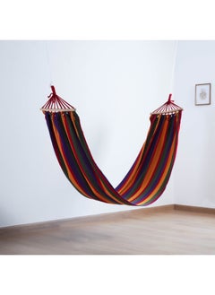 اشتري Outdoor Hammock With Hardwood Spreader Bar, rope and carry bag 280x80cm - Multicolor في الامارات