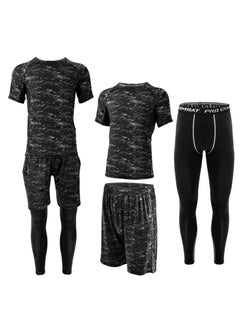 Buy Mens Sports Running Sets, Gym Fitness Clothing Quick Dry Basic T Shirts, Loose Fitting Shorts, Compression Pants Workout Training Tracksuits 3XL in UAE