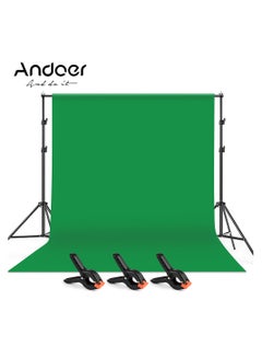 Buy Andoer 2 * 3m/6.6 * 10ft Studio Photography Green Screen Backdrop Background Washable Polyester-Cotton Fabric with 2 * 3m/6.6 * 10ft Backdrop Support Stand Bracket + 3pcs   Backdrop Clamps in UAE