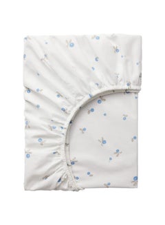 Buy Fitted Sheet For Cot White/Blueberry Patterned 60X120 Cm in Saudi Arabia