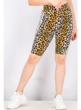 اشتري Women Sportswear Fit Leopard Short Tights, Brown في الامارات