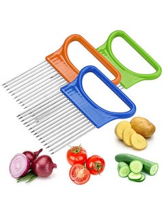 Buy Kitchen Cutting Tools Slicer Tomato Onion Vegetables Slicer Cutting Aid Holder Guide Slicing Cutter Safe Fork Kitchen Gadget Accessories in UAE