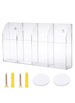 اشتري Wall Mount Remote Control Holder, Wall Mount Phone Holder, Clear Acrylic Media Organizer Storage Box, for Bedroom Kitchen Bathroom, Three Compartments في السعودية