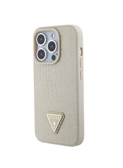 Buy Guess Croco Case with Triangle Logo for iPhone 15 Promax - Taupe in UAE