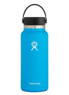 اشتري Stainless Steel Vacuum Insulated Water Bottle Outdoor Sports Kettle Thermos Cup 946ml 32oz Light Blue في الامارات