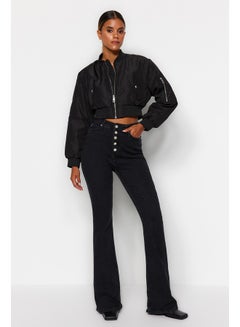 Buy Black High Waist Flare Jeans With Buttons In The Front TWOSS20JE0111 in Egypt