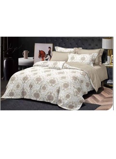 Buy Comforters 6pcs Vintage Quilted Bedding Set, Includes 1 fixed Quilt, 1 Fitted Sheet, And 4 Pillowcases,  Floral Design in UAE