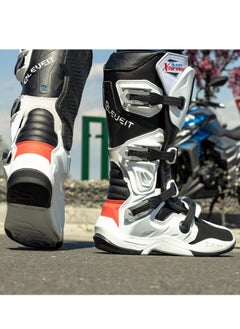 Buy Elevit X TARMA MX201 - WHITE/BLACK Motorcycle Riding Boots in UAE