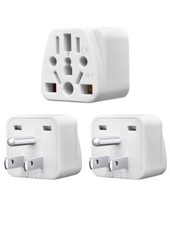 Buy World to US Travel Adapter (3-Pack), White Universal 3-Prong Power Solution - Converts EU/JP/AU/UK/CN to US, Safe & Versatile Wall Charger for Smartphones, Laptops & More - Stylish Design in Saudi Arabia